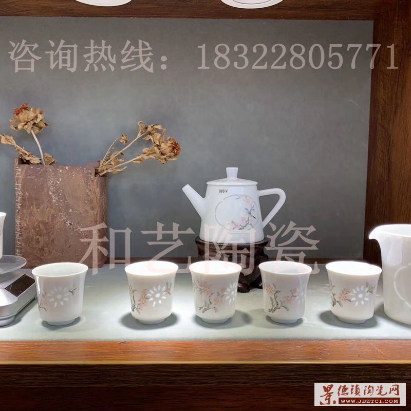 景德镇功夫茶具套装家用简约羊脂玉白瓷茶盘小茶杯陶瓷盖碗泡茶壶