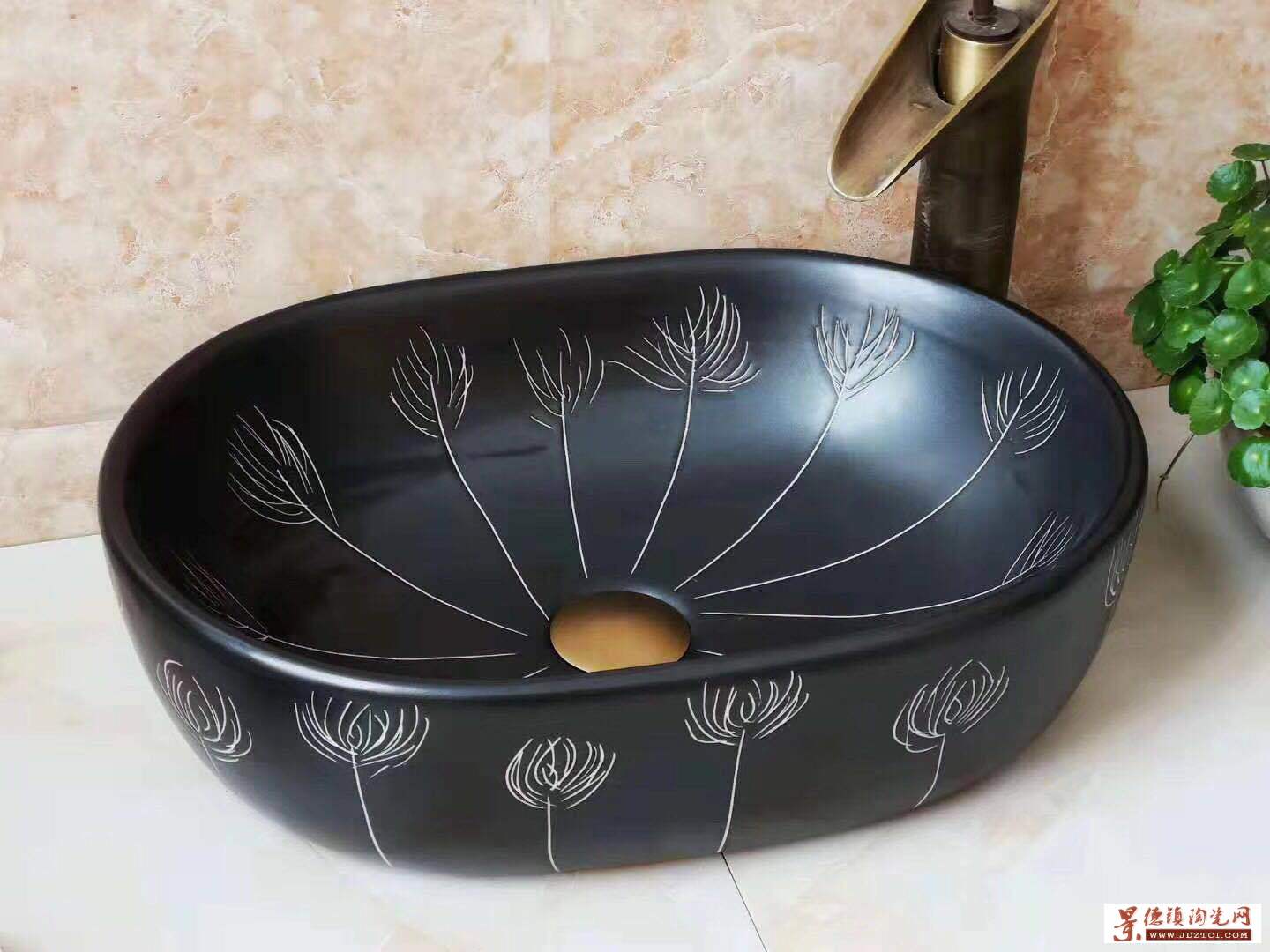 圆方形卫生间艺术洗手盆台上盆陶瓷中式洗脸池洗脸盆美式