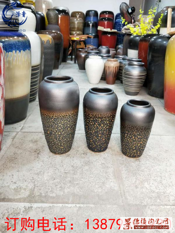 景德镇新中式陶瓷插花瓶摆件现代美式客厅家居酒柜装饰品干花瓶子