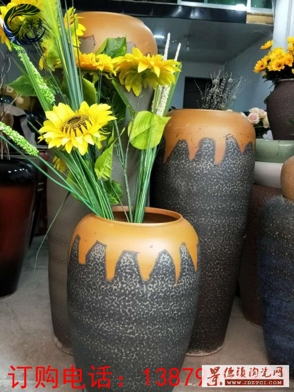 插花花器简约新中式风装饰品摆件上釉高温花瓶实用陶瓷罐