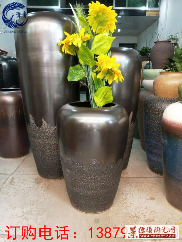 工厂直销花瓶陶瓷大号落地白色陶瓷花瓶复古景德镇陶瓷花瓶三件套