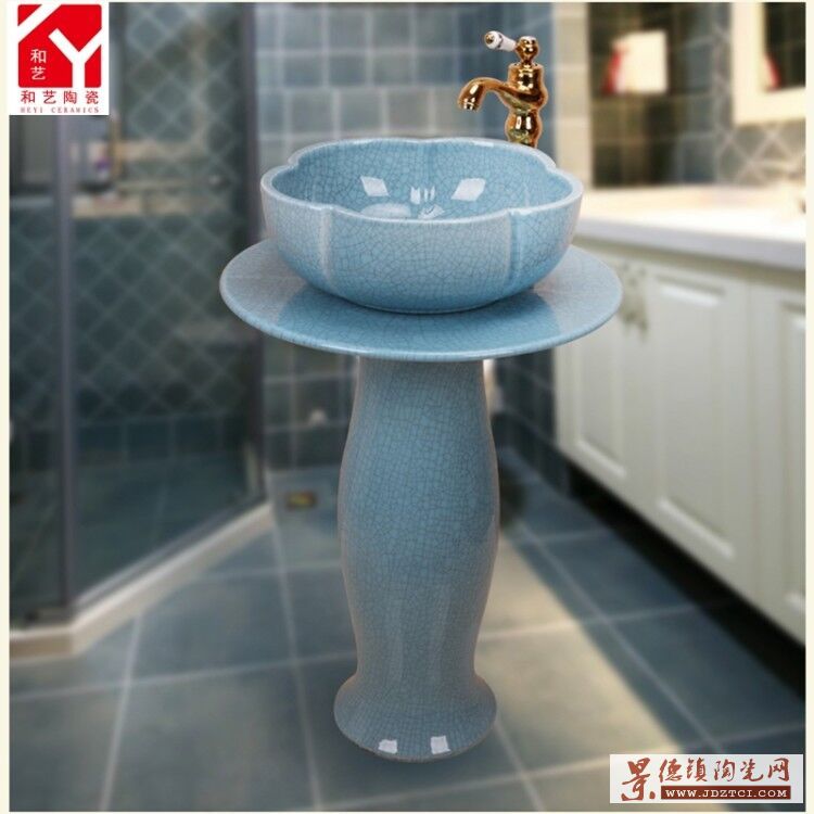 陶瓷卫生间一体立柱盆小户型洗脸盆落地式台上盆洗手池阳台洗面盆