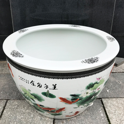 景德镇陶瓷鱼缸超大睡莲缸金鱼缸茶叶末色缸