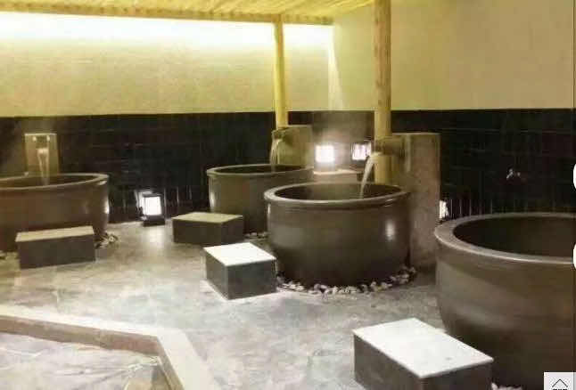 景德镇陶瓷洗浴缸泡澡缸圆形浴缸1.3m双人泡缸温泉酒店家用洗澡缸