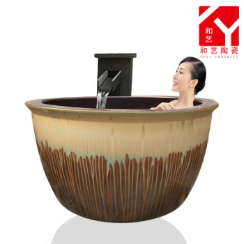 景德镇陶瓷双人日式温泉洗浴大缸厂家直销风水直筒圆形风吕泡澡缸