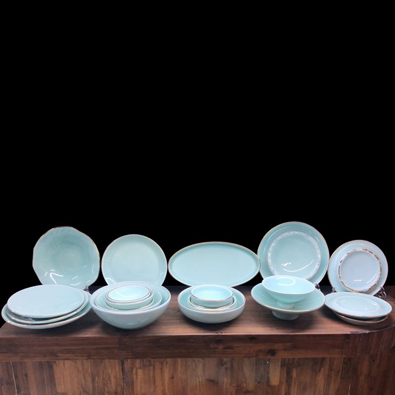 景德镇碗碟套装家用欧式60头简约陶瓷碗盘高档骨瓷餐具组合