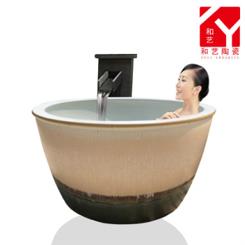 日式洗浴大缸110 120厘米陶瓷大缸风吕缸挂汤1米陶瓷酒店洗浴缸一米二圆形洗澡缸日式温泉洗浴大缸