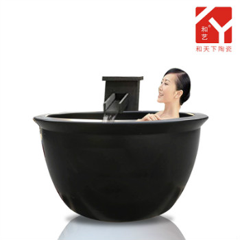 日式泡澡浴缸 大清亁隆青花大缸 日式1.2米浴缸 绿釉瓷狮子荷花缸