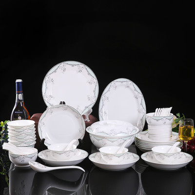 餐具套装碗盘碟批发28/56头景德镇陶瓷餐具家用促销礼品碗碟套装