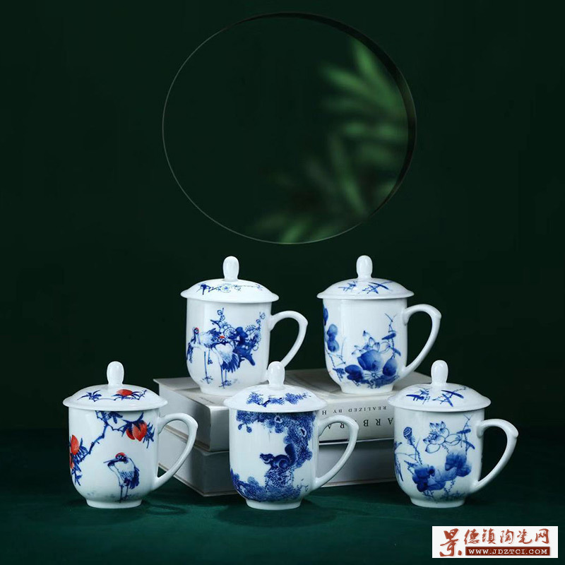年终会议礼品杯 办公茶杯定做印字 景德镇陶瓷茶杯厂家