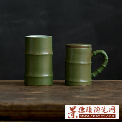 仿竹陶瓷水杯 大容量简约马克杯 手工咖啡杯 个性茶杯 创意情侣对杯