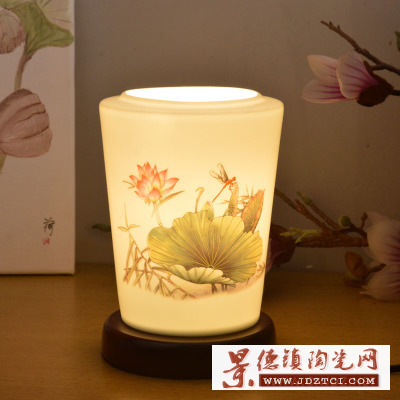 中式仿古典台灯中国风陶瓷刺绣灯罩