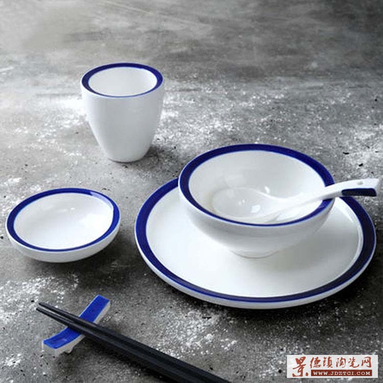创意中式酒店用品陶瓷碗碟勺套装