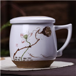 茶杯陶瓷带盖过滤泡茶杯手绘办公室水杯家用瓷杯子景德镇茶杯定制