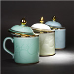 青瓷茶具礼品家用男女泡茶杯陶瓷带盖大号水杯个人会议杯订做