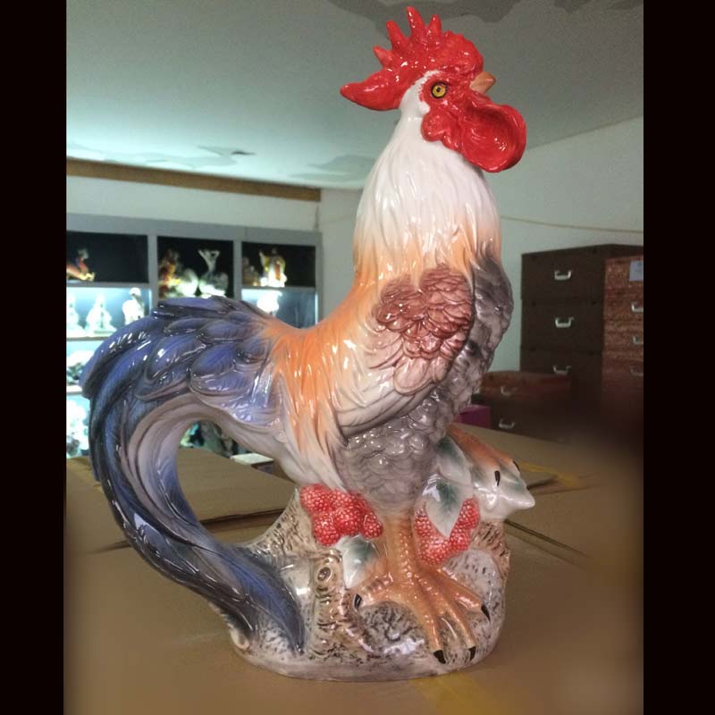 陶瓷公鸡母鸡摆件景德镇白瓷人物雕塑艺术品瓷器摆件厂家直销