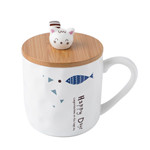 日系卡通猫咪和鱼咖啡杯