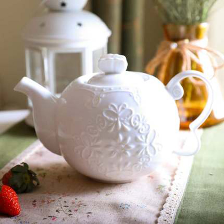 出口日本陶瓷粉色 白色可爱 轻松熊英文带滤网茶壶 水壶咖啡壶