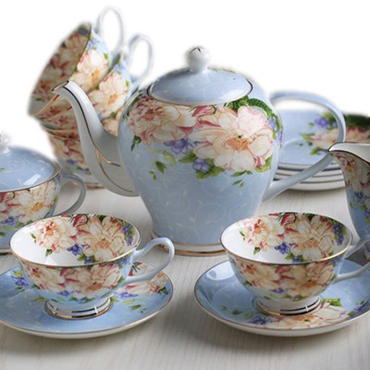 骨瓷咖啡杯套装陶瓷红茶杯欧式咖啡具套装 园林咖啡杯碟套装15件