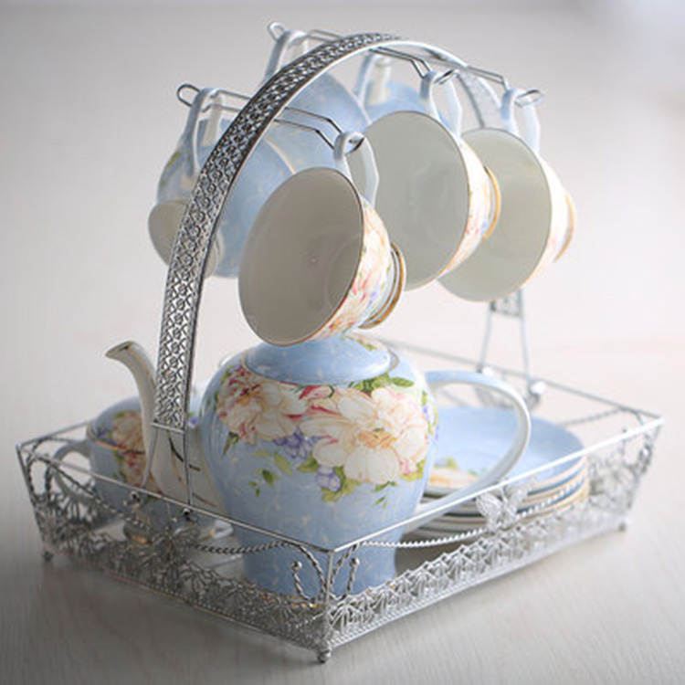 高档描金陶瓷咖啡杯欧式英式下午茶杯具套装骨瓷花茶杯