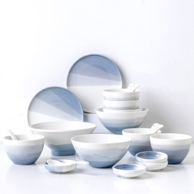 水墨风餐具碗盘子碗筷组合 家用碗碟套装可定制 简约创意陶瓷餐具