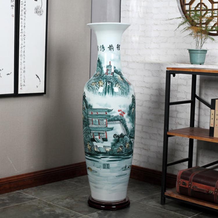 2020新品陶瓷器手绘青花 客厅落地大花瓶 酒店装饰品创意家居