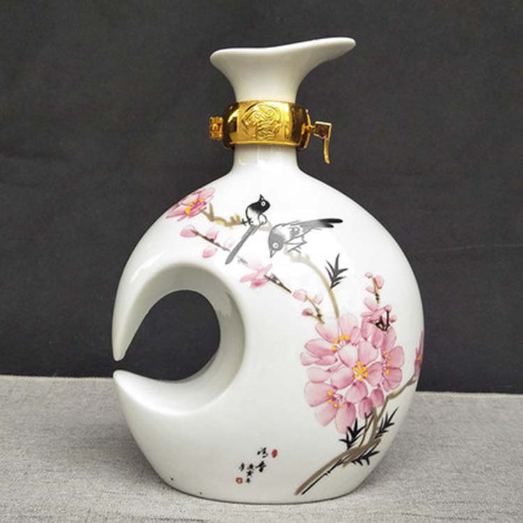 礼品一斤装密封创意白酒瓶 陶瓷小空瓶子 酒壶特色摆件 复古储酒罐