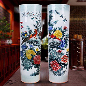 景德镇陶瓷花瓶1-1.6米箭筒 手绘落地艺术花瓶 客厅大号瓷瓶门店摆件
