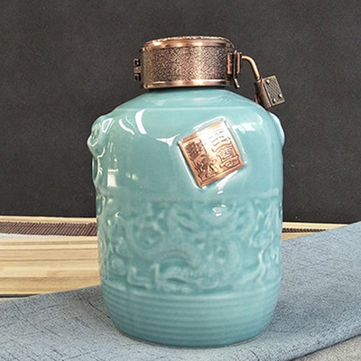景德镇陶瓷酒瓶 中式复古蓝色龙纹1斤装陶瓷小酒瓶 定制密封小酒壶