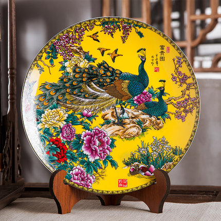 陶瓷器青花瓷挂盘装饰盘子 清明上河图 中式纪念盘摆件