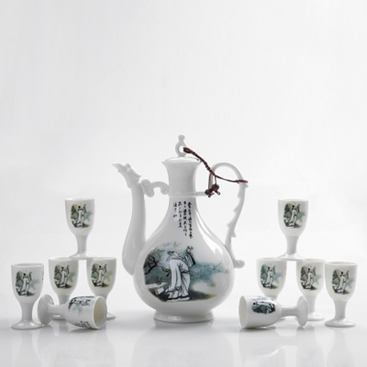 新品陶瓷酒具套装 青瓷分酒器 传统中式家用酒盅小白酒杯