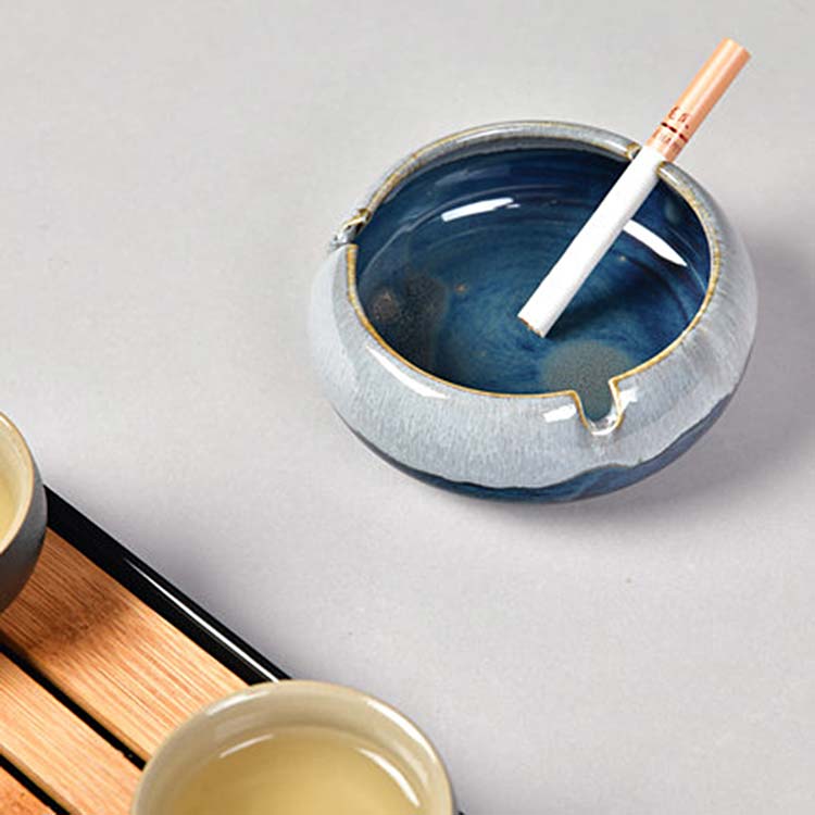 创意时尚烟灰缸 中式复古陶瓷 多功能家用办公室烟灰缸