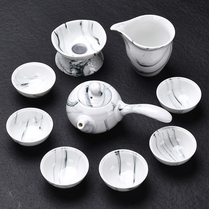 水墨禅意陶瓷茶具 家用水墨功夫茶具 创意茶壶茶杯茶具套装