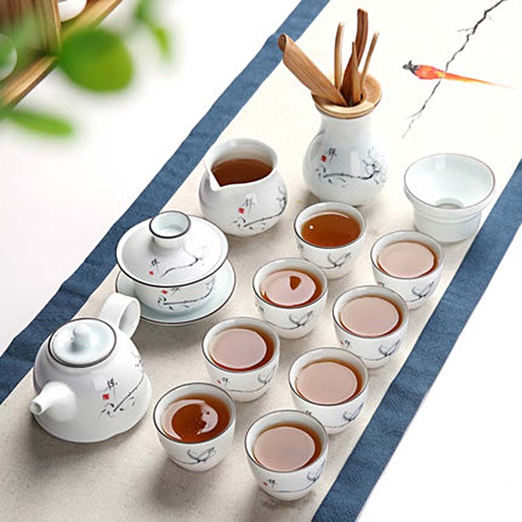景德镇青瓷茶具套装 家用客厅汝窑陶瓷茶具 开片功夫茶壶茶杯