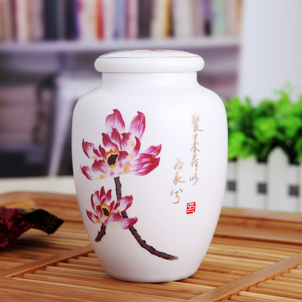 陶瓷茶叶罐 圆柱形罐子药粉罐 家用存储茶罐可定制