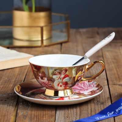 陶瓷骨瓷咖啡杯 英式复古优雅宫廷茶具 北欧风下午茶花茶杯