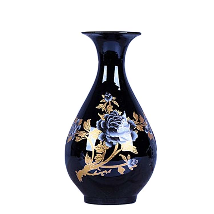 景德镇陶瓷中式简约花瓶摆件 家用牡丹插花瓷瓶客厅装饰品