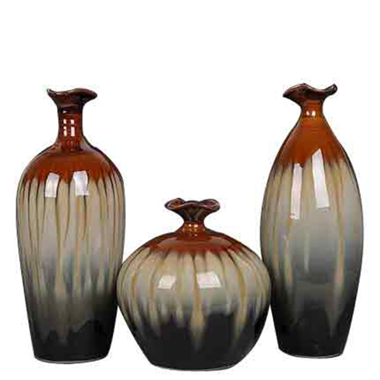 景德镇陶瓷中式现代创意花瓶三件套