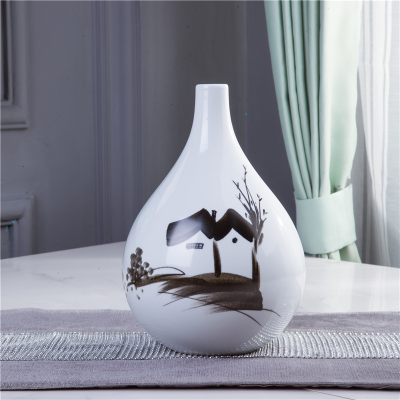 景德镇陶瓷花瓶装饰品 酒店艺术摆件 中式家居客厅干花插花装饰