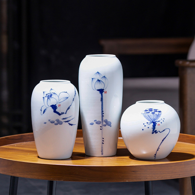 景德镇陶瓷小花瓶 家用新中式青花瓶花器茶桌摆件客厅装饰摆件