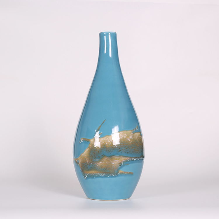 景德镇陶瓷器 中式瓷瓶插花三件套酒柜装饰品盘家居工艺品