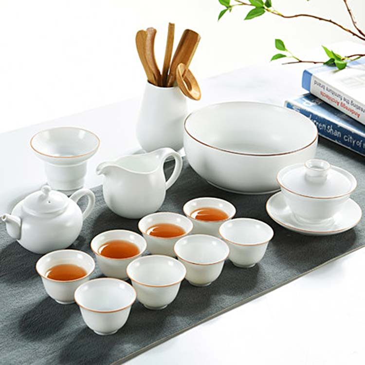 陶瓷功夫茶具套装 家用客厅中式茶具 创意青釉泡茶壶盖碗