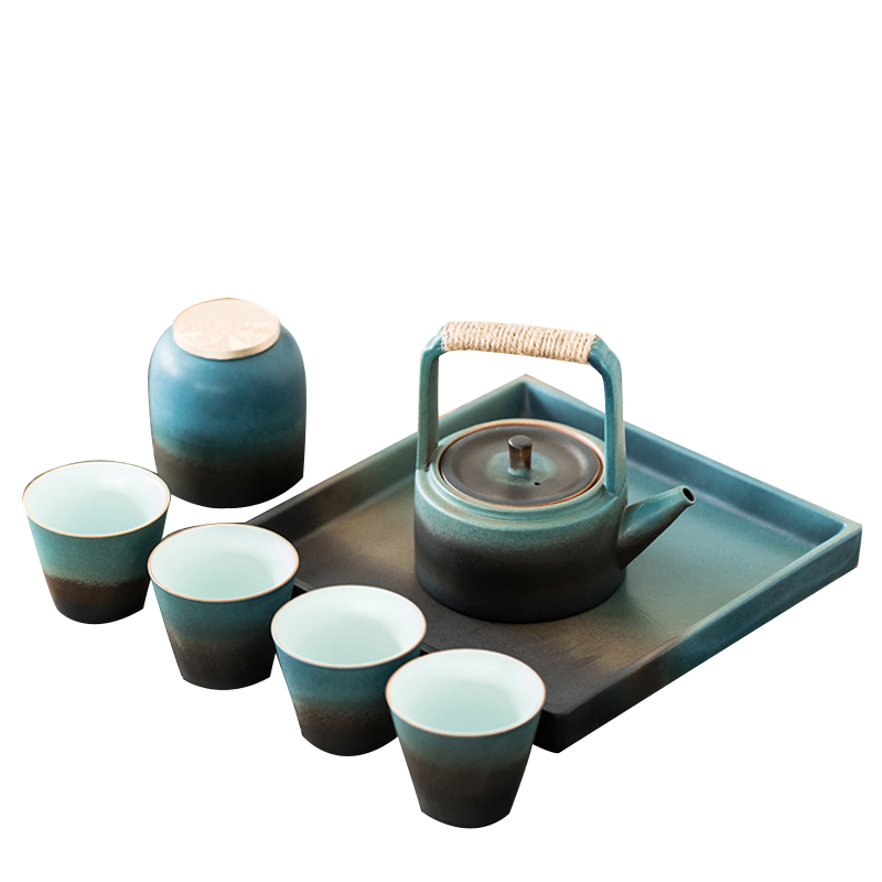 日式功夫茶具套装 简约现代家用泡茶小套 创意茶壶茶杯陶瓷礼盒装