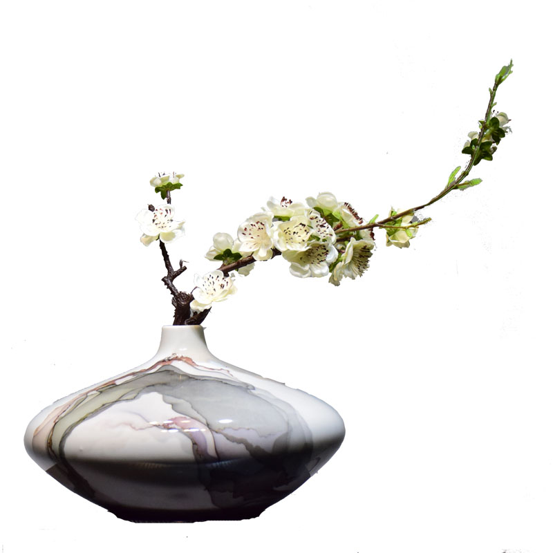景德镇陶瓷新中式花瓶摆件 家用客厅装饰插花茶几玄关禅意摆件