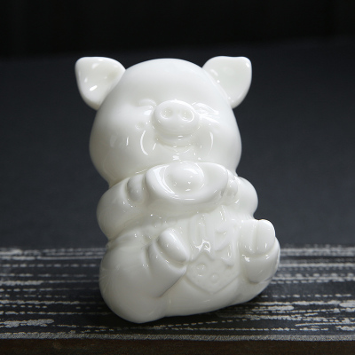 景德镇陶瓷财猪摆件 创意白瓷可爱小猪吉祥猪招财客厅桌面装饰