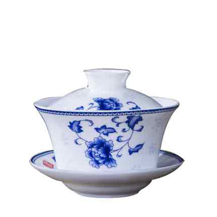 创意盖碗茶杯茶碗 中式陶瓷仿古茶具 景德镇青花瓷泡茶碗