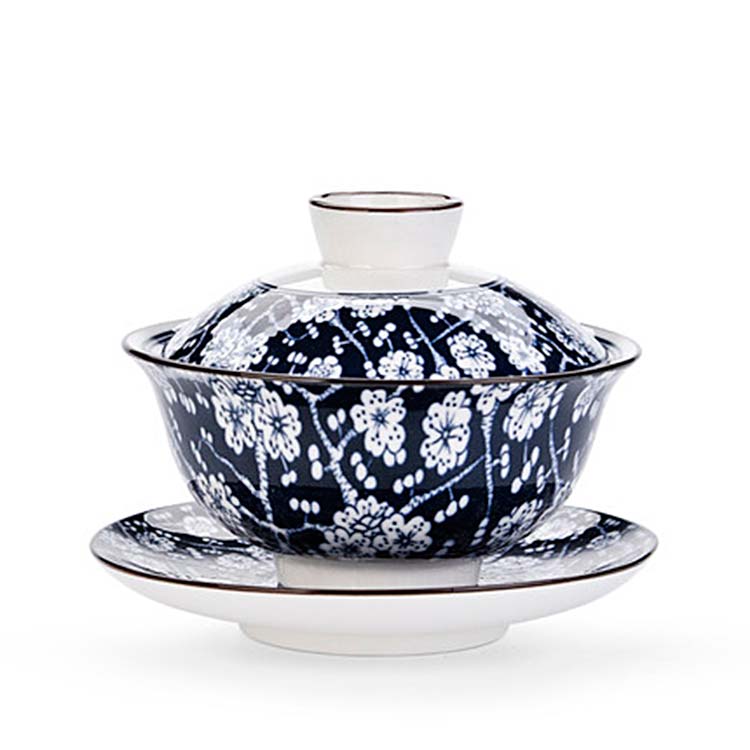 青花瓷盖碗茶杯茶碗 中式茶具青花瓷泡茶碗套装 陶瓷功夫碗
