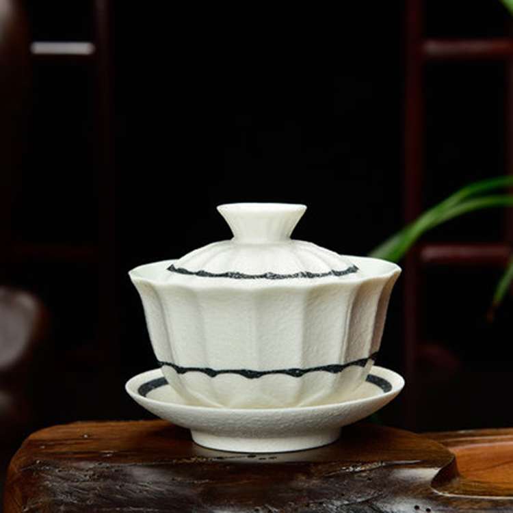 景德镇青花瓷盖碗大号 陶瓷功夫茶具三才碗 中式敬茶碗