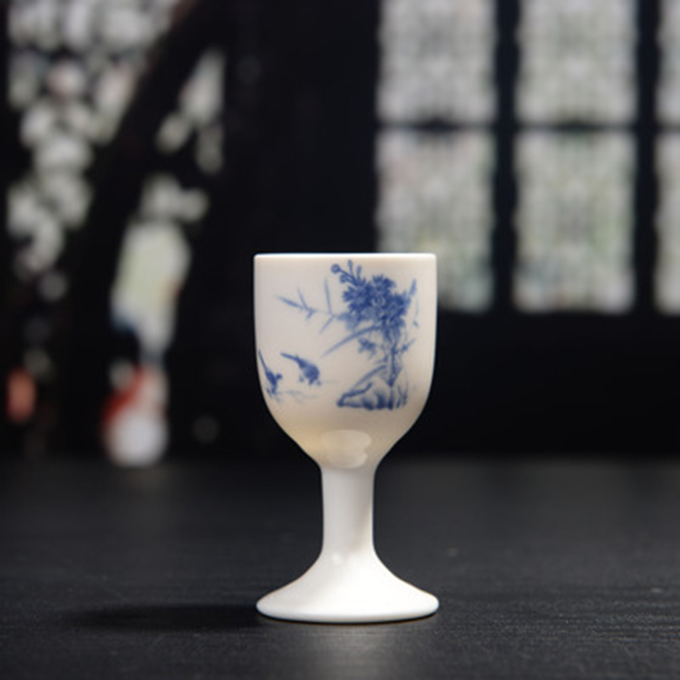 陶瓷小号一口杯 家用创意白酒杯小酒盅 复古中式酒杯