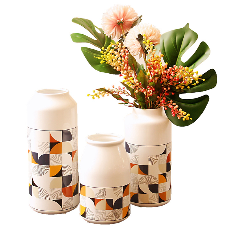 景德镇陶瓷花瓶 家用中式现代简约北欧工艺品三件套摆件